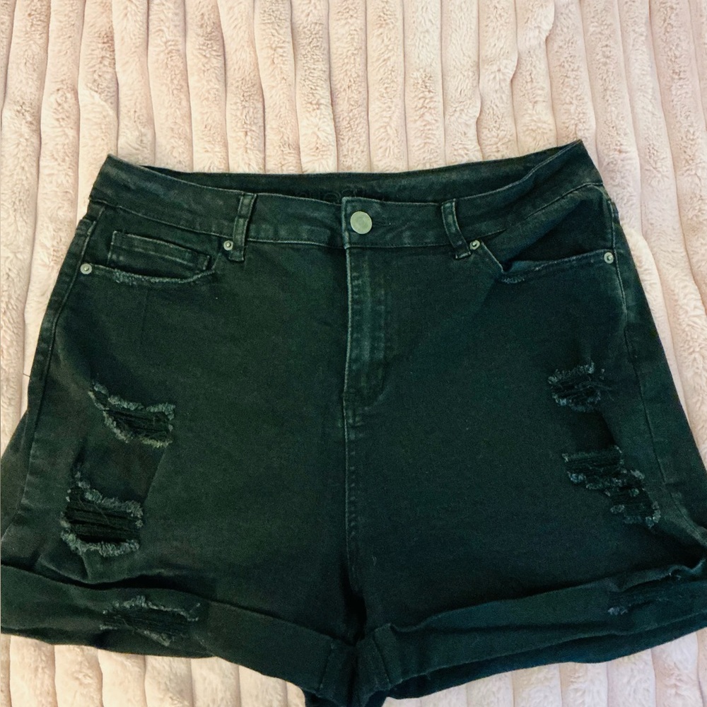 Rue21 Black Distressed Jean Shorts